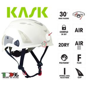 Casco Protezione Bianco PLASMA HI VIZ KASK ITALIA  Soccorsi Sanitari 118  Protezione Civile  118Art. WHE00009-B