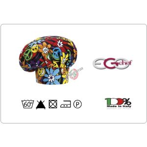 Cappello Copricapo Berretto Cap Cuoco Chef Ego Chef Italia Peace And Love  Art. 7000147A
