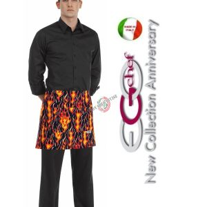 Grembiule Falda Banconiere Con Tascone Flames Fiamme Inferno Lucifero cm 40x70 Ego Chef Art. 6100110A