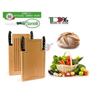 Tagliere Professionale Salumi Verdure Pane  Duo Faggio + 2 Coltelli  Giotto Gourmet Sanelli Italia Ristorante Idea Regalo  Art. 920402