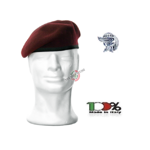 Basco Spagnolo Amaranto Bordo Tessuto Con Fregio Metallo Nono Col-Moschin Fav Italia Art.FAV-9