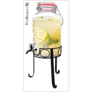 Dispenser 3 Litri in Vetro con Rubinetto Glass With Stand, 32.5 x 19 x 19 cm Vin Bouquet Art.FIH285