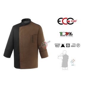 Giacca Cuoco Chef Possibilità di Personalizzazione con Nome Brown Fang Ego Chef Italia Air Art.2045009C