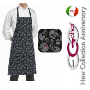 Grembiule Cucina Pettorina con Tascone cm 90x70 Skulls Art. 6103120A