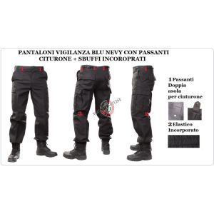 Pantaloni Multitasche Multi Tasche Cargo  BDU Blu Navy con Doppi Passanti per Cinturone e Sbuffi Art.NSD-VIG