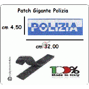 Patch Toppe Ricamata con Velcro GIGANTE cm 34x4.5 Polizia di Stato Bicolore Art.PS-GIGANTE