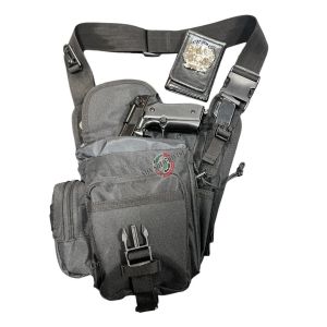 Marsupio Monospalla Borsa Tracolla Nera Modello Militare Aeronautica Esercito Polizia Carabinieri Guardia di Finanza GPG IPS Guardie Giurate  MFH  Art. 30702A