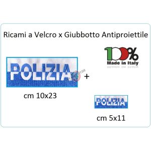 Patch Toppa Vendita a Coppia Grande 23x10 + Piccola 11x5 POLIZIA per Giubbotto Antiproiettile o Gilet Tattico Art.PS-23x10