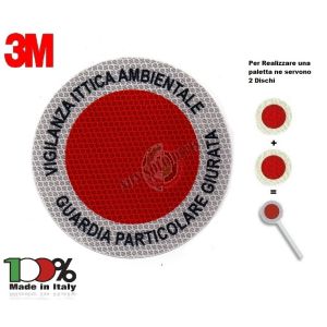 Adesivo di Ricambio 3M Per Paletta Rosso VIGILANZA AMBIENTALE GUARDIA PARTICOLARE GIURATA Art. AD-VAGPG
