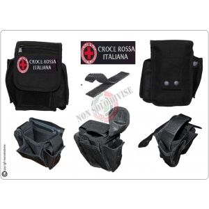 Borsetto Tasca Multiuso per Cinturone Cordura MHF Nero Blak Ricamo Croce Rossa Italiana CRI C.R.I.  Art. 30745A-CRI