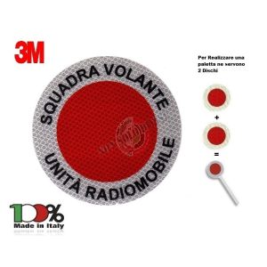 Adesivo Professionale per Paletta Rosso Squadra Volante Unità Radiomobile 3M Art. NSD-DISC-S