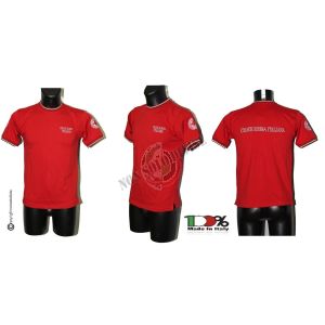 T-shirt Girocollo Manica Corta Italia Rossa Tricolore Italia Ricamata Croce Rossa Italiana CRI C.R.I.  Art. 6616