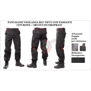 Pantaloni Multitasche Multi Tasche Cargo  BDU Blu Navy con Doppi Passanti per Cinturone e Sbuffi Art.NSD-VIG