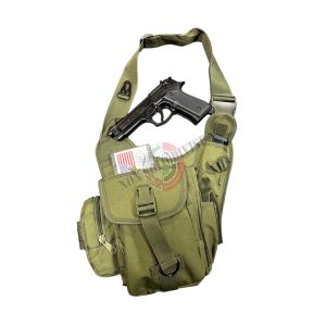 Marsupio Monospalla Trasporto Oggetti o Pistola Borsa Tracolla Verde OD Modello Militare Aeronautica Esercito MFH  Art. 30702B