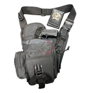 Marsupio Monospalla Borsa Tracolla Nera Modello Militare Aeronautica Esercito Polizia Carabinieri Guardia di Finanza GPG IPS Guardie Giurate  MFH  Art. 30702A