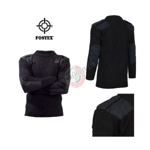 Pullover Maglione Modello Ufficio Nero Sicurezza con Toppe e Spalline Girocollo Fostex Art. 131345