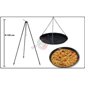Treppiede con Catena in Ferro Battuto Barbecue Campeggio MFH Scampagnata Pesca Picnic Viaggio campeggio  Art.  33615B