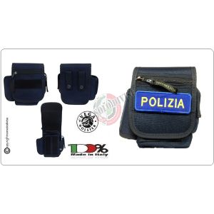 Borsetto Blu Navy Multiuso per Cinturone Cordura Vega Holster Italia Nuova Divisa Polizia di Stato Con Ricamo 1 Art. 2G66B1