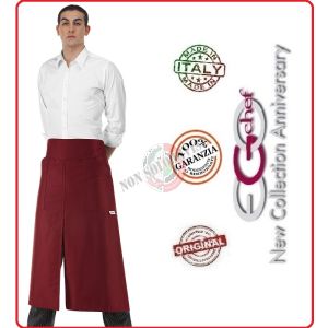 Grenbiule Falda Lunga con Spacco Cut Bordeaux 90x100 Cuoco Chef Barman Ego Chef Italia Art.Y712003