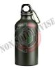 Borraccia in Alluminio 550ml + Moschettone  Oliva Fosco  Campeggio Montagna Tempo libero Palestra Militare Art. 349510