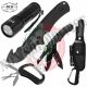 Coltello da Sopravvivenza Multilama con Accessori Fodero e Torcia Marca MFH Art. 45451A