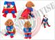 Vestito Completo + Mantello Gatto Cucciolo di Cane Cotone Superman Festa Art.SUPERMAN